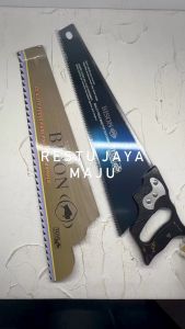 [6 pcs] BISON Gergaji Gorok 18\" inch gagang Kayu Graji Tiga Mata kotak coklat