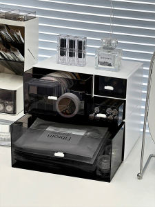 Acrylic Cosmetic Storage Box Desktop Makeup Desk Lipstick Holder Large Capacity Drawer Organizer Box Rectangular Single Layer