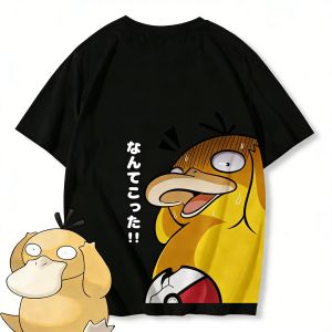 Bandai | Pokemon Psyduck Anime T Shirt Men Women Casual Cotton Short Sleeve Tee Summer Y2k Streetwear Graphic Print 2026 New Cartoon Top