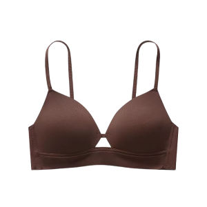 Gathering Hollow Bra Lace Seamless French Triangle Light Fine Straps Deep V