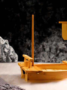 Creative Sushi Boat Japanese Seafood Sashimi Platter Bamboo Wooden Boat Japanese Dry Ice Boat