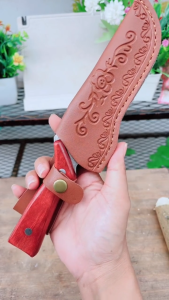 มีดทำครัว มีดเลาะกระดูก มีดแล่ มีดอเนกประสงค์ มีดพร้อมปลอกหนัง ใบมีดคม สันหนา 4 มิล