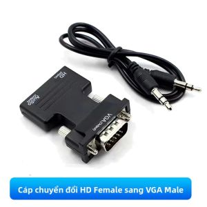 Full HD 1080P HDMI-Tương Thích Với Bộ Chuyển Đổi VGA Nam Sang Nữ Cho Máy Tính Laptop HD Màn Hình TV Máy Chiếu Có Âm Thanh