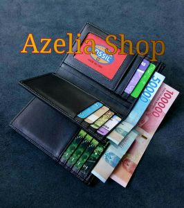 dompet kulit pria 3 dimensi-3dimensi-asli-model tanggung 3/4-polos-banyak kartu-lipat-premium-azeliashop-azelia shop-garut