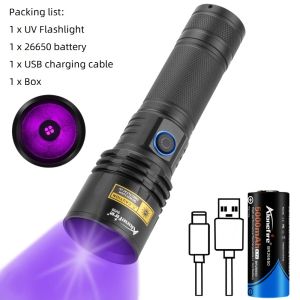 Alonefire | Alonefire SV50 365nm High Power Blacklight UV Light Flashlight USB Rechargeable Torch Pet Urine Tinea Ore Jade Gem Scorpion Lamp