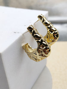 Silver Needle C-Shape Half-Moon Earrings Diamond Grid Pattern Small Fragrance Style Fashionable Hoop Earrings Womens Jewelry