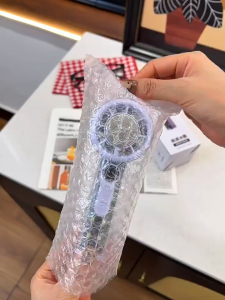 Mini Transparent Handheld Fan with Superconducting Ice Pack 100-Speed Hurricane Wind Large Digital Display Portable Cooling Fan