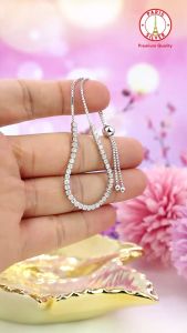 Gelang Tenis Perak Asli Silver 925 Lapis Emas Putih Model Serut Tangan Wanita Korea Tennis Bracelet