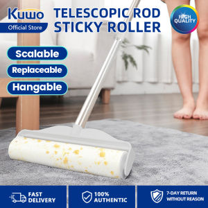 Kuwo Adjustable Sticky Lint Long Handle Remover Roller Sticker Mop Dust Hair Pet Fur Refillable Sticker Long Adjustable Sticky Lint Roller Paper for Dust Hair Pet Fur Remover Curtain Cleaner