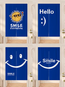 Klein Blue Room Partition Door Curtain Home Kitchen Bathroom Decorative Semi-length Hanging Cloth No-drilling Required