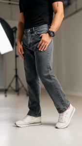 CELANA JEANS REGULER PANJANG PRIA DENIM STANDART BASIC KOREAN STYLE GREY RETRO