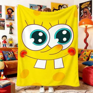 Potdemiel | SpongeBob SquarePants Hoạt Hình Sang Trọng Chăn Siêu Mềm Dày Ấm Ném Cho Ghế Sofa Ngủ Trưa Tất Cả Các Mùa Trang Trí Nhà Quà Tặng