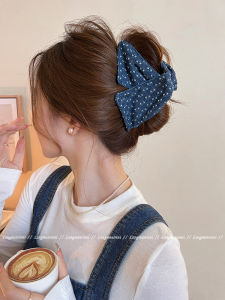 Large Size Denim Triangle Hair Claw Womens Elegant Fashion Hair Clip 2025 New Style Back of Head Ponytail Shark Clamp Hair Accessories