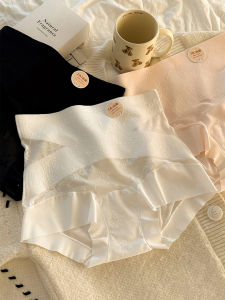 Antibacterial Pure Cotton High Waist Lace Ice Silk Womens Underwear Lightweight Tummy Control Seamless Triangle Panties