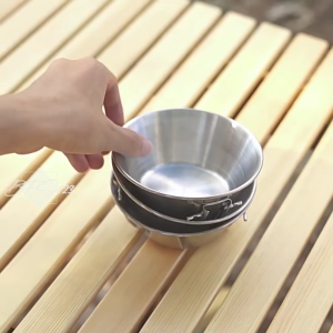 AOTU Mangkok Camping 500 ml Stainless 304 Gagang Lipat Plus Storage BAG Bowl Cup Portable Camping Outdoor