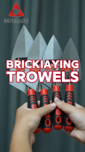 Mitsushi 9 Inches Pointed Cement Trowel with Rubber Grip Steel Trowel Tile Worker Tool Bricklaying Knife for Leveling Spreading