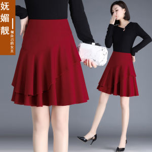 High Waist A-Line Mini Skirt Womens Autumn Winter Outerwear Elastic Pleated Skirt plus Size Puffy Skirt Korean Style Commute