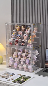 Multi-layer Acrylic Blind Box Organizer - Stackable Display Cabinet with Doors for Collectible Toys Dolls & Figures