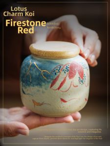 SHUANGYU | Lotus Koi Design Small Portable Ceramic Tea Canister