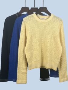 Áo Len Dệt Kim Cổ Tròn Dáng Rộng Tay Dài Màu Trơn Phong Cách Công Sở Mùa Thu 2024 Áo Sơ Mi Cơ Bản Cho Nữ