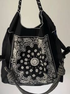 Handheld Oxford Cloth Shopping Bag with Shoulder Strap Embroidered Nylon Single Shoulder Bag Trendy And Eco-Friendly Storage Solution