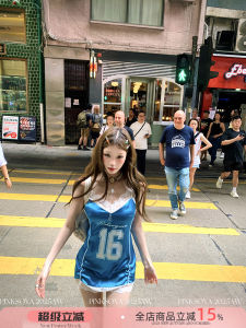 Pinksoya Spicy Summer Backless Strap Splice Ball Dress Short Womens New Style Slim Short Skirt Printed V-neck Sleeveless