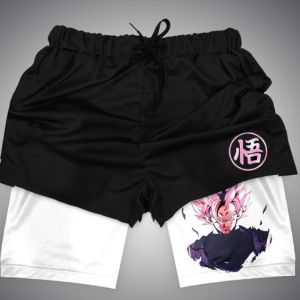 Dual-Layer Running Shorts Anime Design Gym Shorts Fast-Drying and Comfortable Workout Shorts for Men.