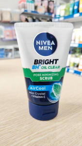 Sữa Rửa Mặt Nam Nivea Men Bright 8H Oil Clear Scrub 100g – Kiểm Soát Dầu Nhờn Se Khít Lỗ Chân Lông Mát Lạnh AirCool - 88880