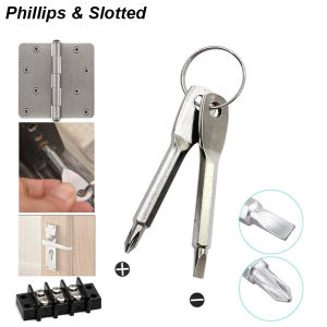 practical Portable Slotted Screwdriver Set Key Ring Keychain Mini Pocket Keyring Cross Screw Driver Repair Tool Gadget Small