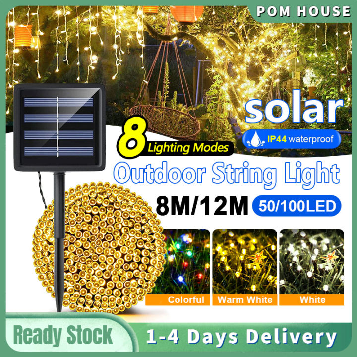 8M 12M 8Modes LED Fairy String Light Solar Lights Outdoor Waterproof ...