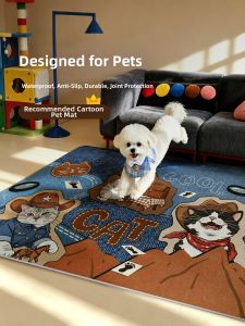 YUNHAOBUYI | Vintage Style Denim Pet Mat Waterproof Pee-proof