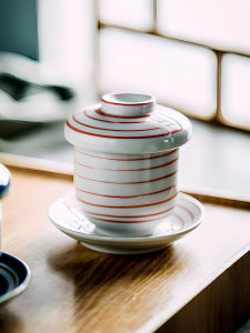 Hand-Painted Ceramic Steaming Bowl with Lid One-Person Soup Bowl Dining Utensils Soup Dish Home Use Stew Pot Bowl