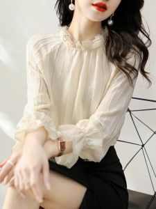 DAIXIANGFEIZI | Áo Sơ Mi Thời Trang Voan Ren Tay Dài