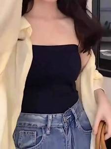 Women Padded Singlet Camisole Top Casual Stretchable Thread Cotton Singlet Solid Colour Basic Top