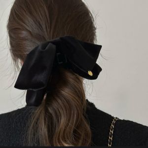 Kẹp Tóc Nhung Thắt Nút Bướm Kiểu Pháp Cổ Điển Thanh Lịch Kẹp Cá Mập Phụ Kiện Tóc Cao Cấp Thời Trang Kẹp Tóc Nữ