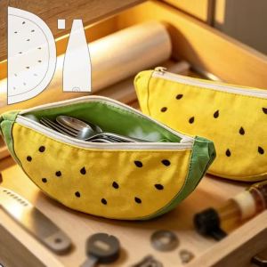 YOMDID 3pcs Colorful Summer Watermelon Bag Sewing Templates DIY Fruit Themed Watermelon Pattern Storage Pouch Quilting Stencils