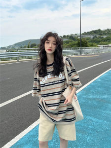 Bộ Đồ Thể Thao Tay Ngắn Thời Trang Mùa Hè 2025 Cho Nữ Bộ Đồ Hai Mảnh Cotton Cổ Tròn Tay Ngắn Quần Short Phong Cách OOTD