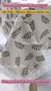 Khăn trải bàn vải bố VIỀN REN họa tiết LÁ phong cách Nhật Bản nhẹ nhàng vintage [T002]