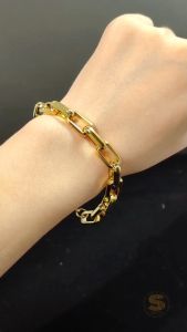 Sis Love Jewel Titanium Steel 18K Gold Plated OT Lock Thick Chain Simple Bracelet Rantai Tangan Gelang Women Fashion Jewelry B124