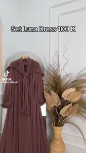 Luna Set Syari Pashmina Oval Gamis Wanita Bahan Crinkle Airflow