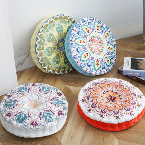Thickened Tatami Pad Retro Anti-Slip round Zafu Seat Cushion Luxury Dining Table Tea Table Butt Floor Mat Home Use