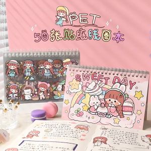 Korean Style ins Cute 50Pcs No Repeating Coil Book Stickers Aki Stickers Cute Journal Sticker Diary Precut Stickers Book Aki酱50张线圈贴纸本可爱手帐贴纸ins韩国风