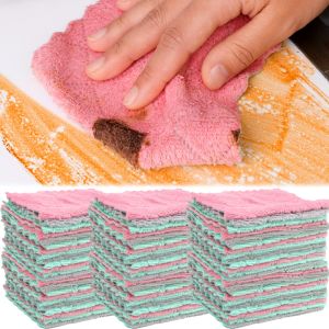 20 miếng Khăn Rửa Chén dầu chống dính vải lau nhà bếp khăn tắm sợi nhỏ siêu thấm hai lớp miếng cọ rửa giẻ lau