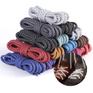 เชือกผูกรองเท้าแบบกลมสะท้อนแสง 3M สำหรับรองเท้าผ้าใบ ลายทางคู่ สำหรับทุกเพศทุกวัย ขนาด 100/120/140/160 ซม.