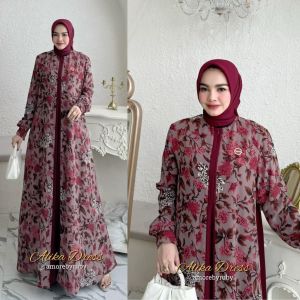 gamis busui motif cantik elegant terkesan mewah edisi alika dress gamis premium produk amore by ruby