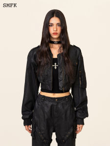 SMFK | Leopard Wax Short Womens Flight Jacket