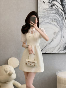 New Chinese Style Womens Dress Summer 2024 High Waist Short A-Line Skirt Flag Robe Design Sensation Slimming Short Dress