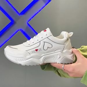 Sepatu Kets Sneakers Casual Wanita Putih White Fashion Korea Style Remaja Dewasa Sekolah Jalan Santai Pict Love Cinta Model Terbaru Kekinian