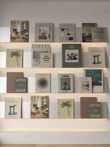 Illuminated Wall-Mounted Bookshelf Stainless Steel Wall-Mounted Storage Rack Magazine Holder Simple Design Metal Material