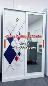 ACERO FURNITURE-LEMARI BESI SLIDING 2 PINTU LEMARI BESI PAKAIAN LEMARI BAJU MINIMALIS AF-3